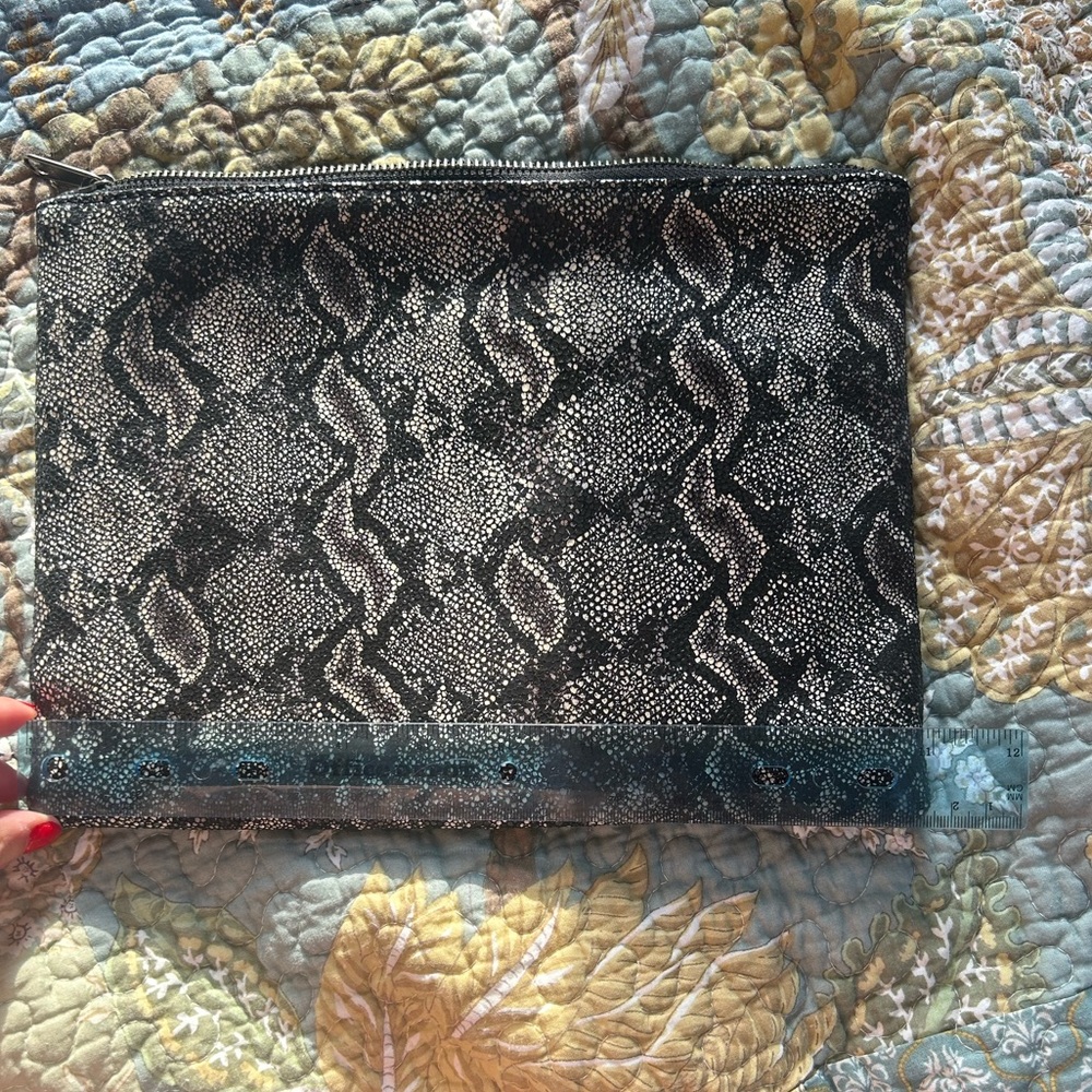 Python Leather Envelope Clutch - image 4
